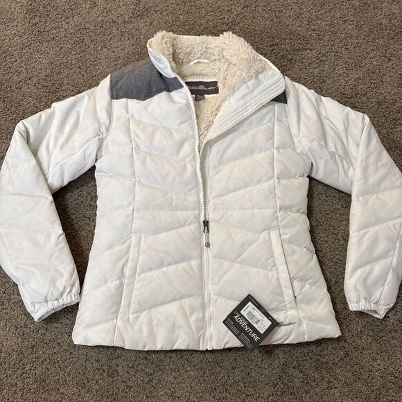 Eddie Bauer Jackets & Blazers - NWT Eddie Bauer Womens White Jacket Down Highland Snow‎ Puffer Soft Shell Ski XS